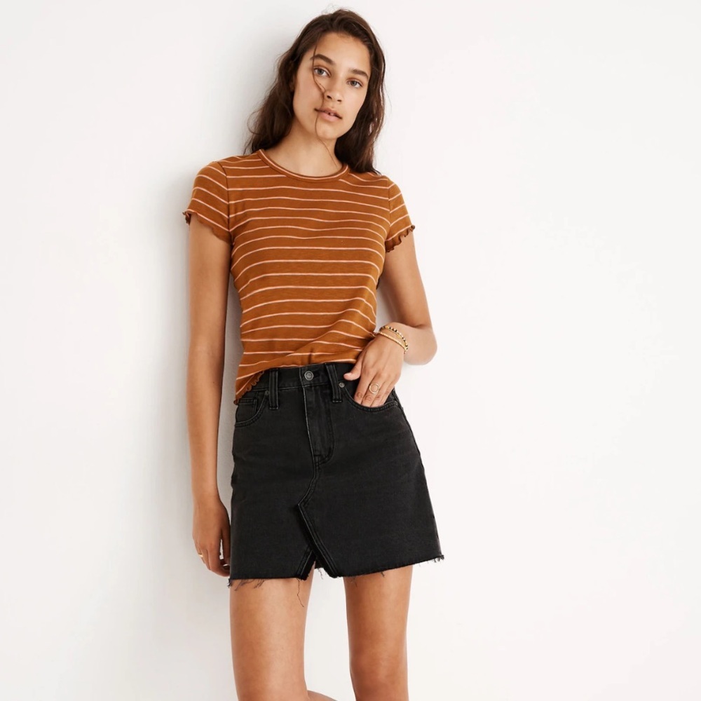 Madewell Women's Rigid Denim A- Line Skirt in Black